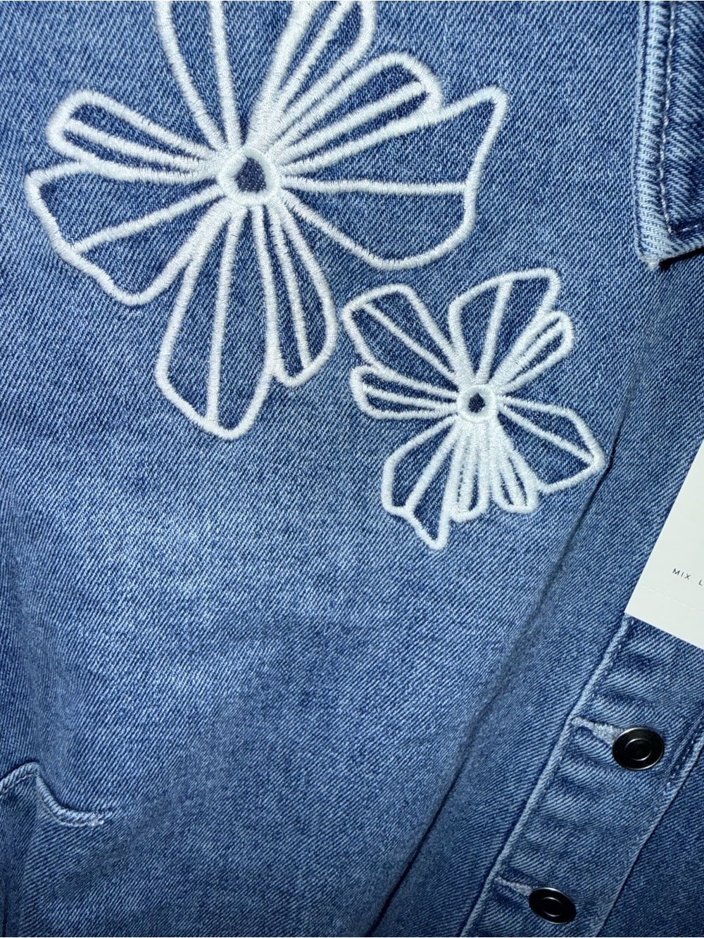 Free Assembly Embroidered Denim Shirt Dress - Blue NWT Sz. M (8-10) - Picture 3 of 4